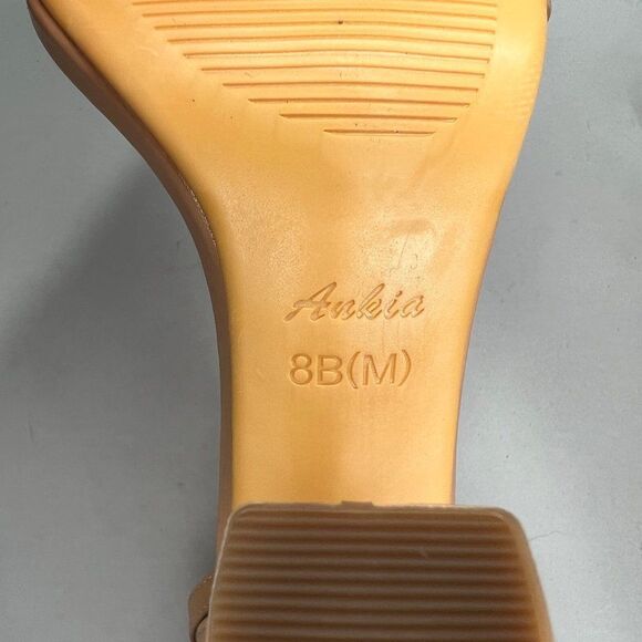 Ankis Women's Size 8 Nude Open Toe Ankle Strap Heels - Picture 10 of 11